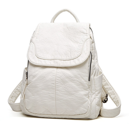Women's Sheepskin Soft Leather Large Capacity Backpacks