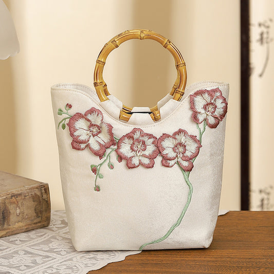 Flower Room Wine Embroidered Chinese Style Bags