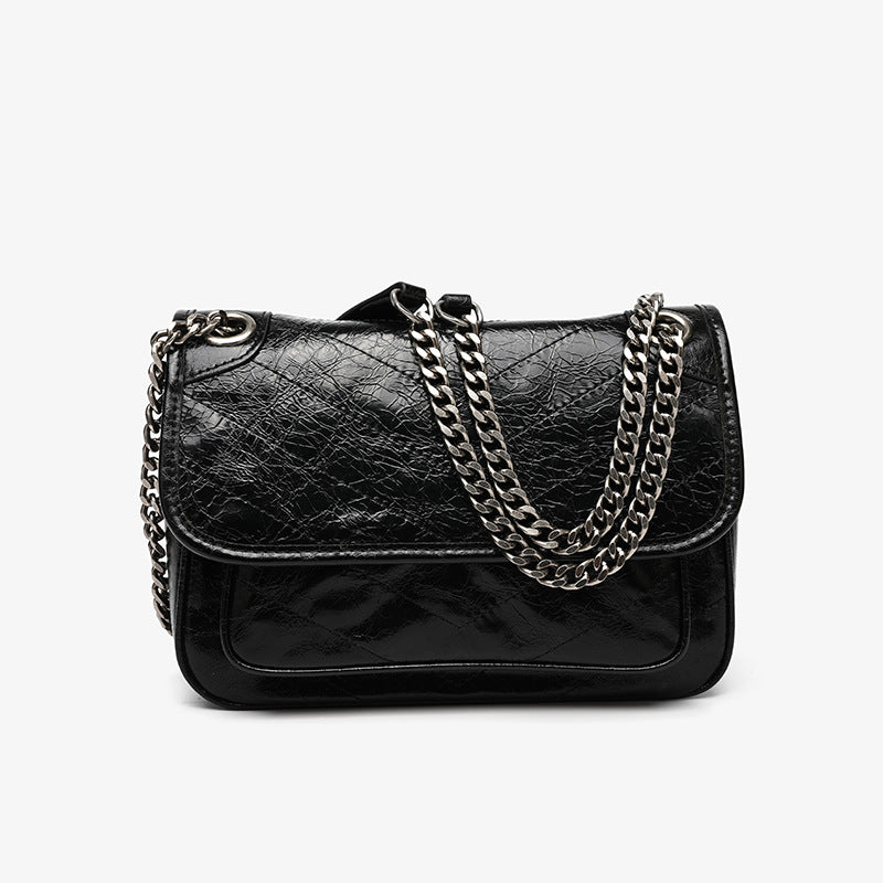 Popular Oil Wax Leather Cowhide Diamond Bags