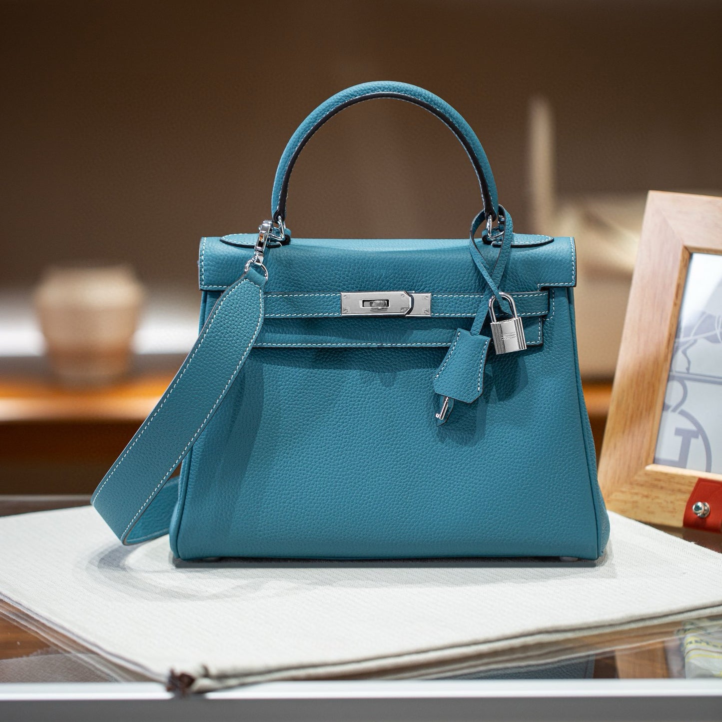 Women's Layer Cowhide Kelly Wide Strap High Handbags