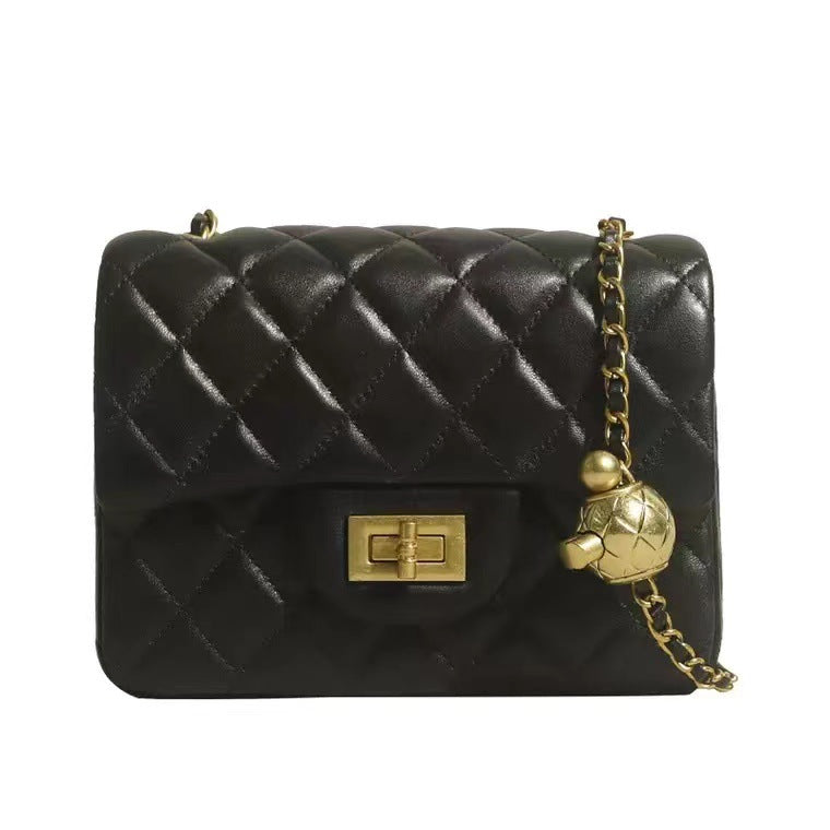 Women's Fat Rhombus Chain Fashion Genuine Leather Sheepskin Crossbody Bags