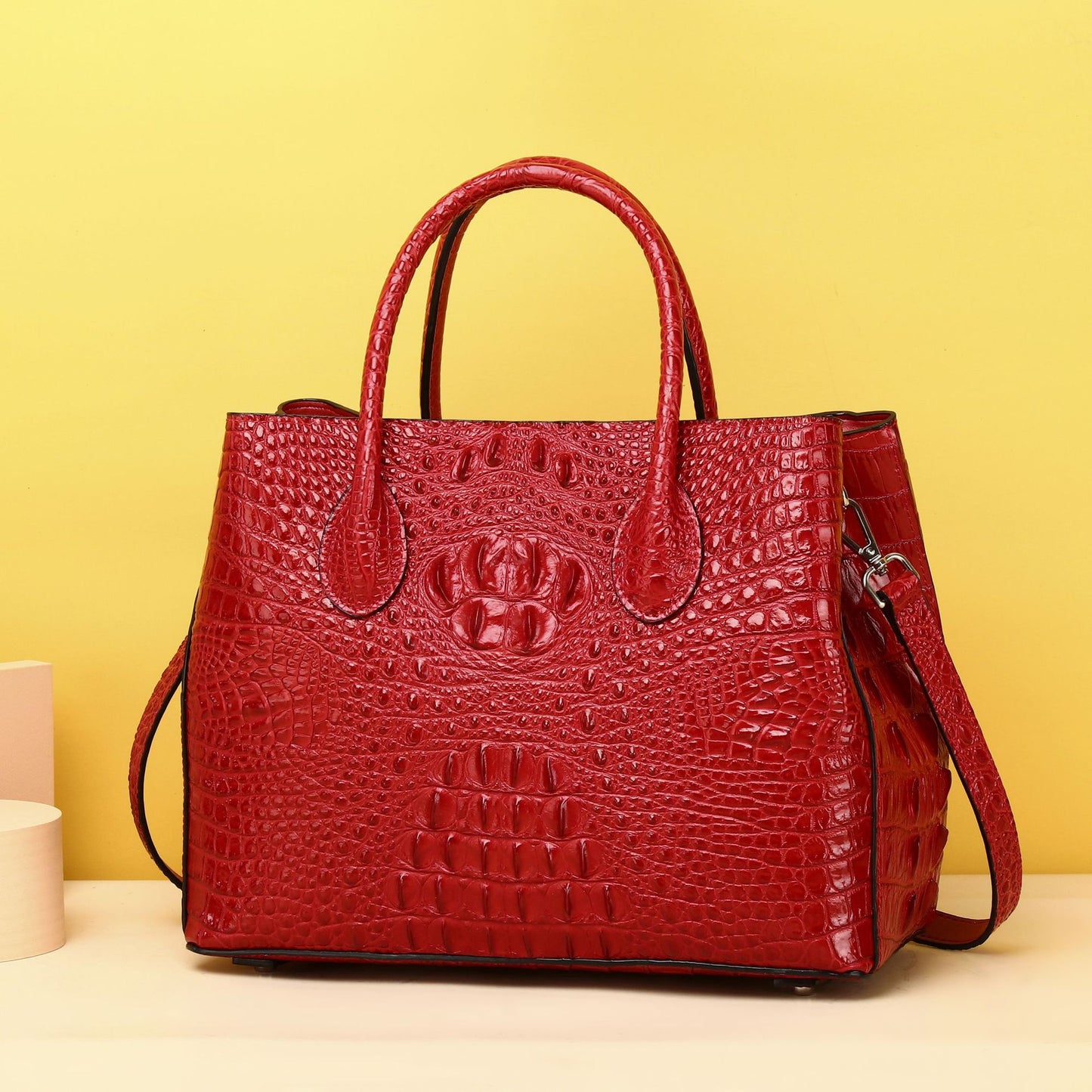 Women's Crocodile Pattern Bone Classic Lady Handbags