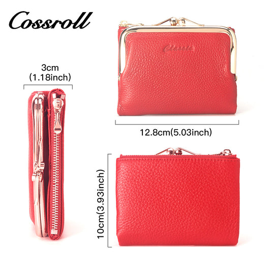 Women's Short Chic Genuine Leather Litchi Pattern Ladies Wallets