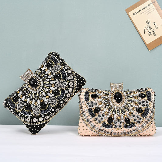 Classic Pearl Embroidery Clutch Handmade Beaded Handbags