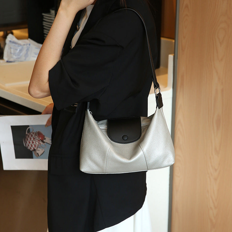 Women's Summer First Layer Cowhide Dumpling Genuine Crossbody Bags