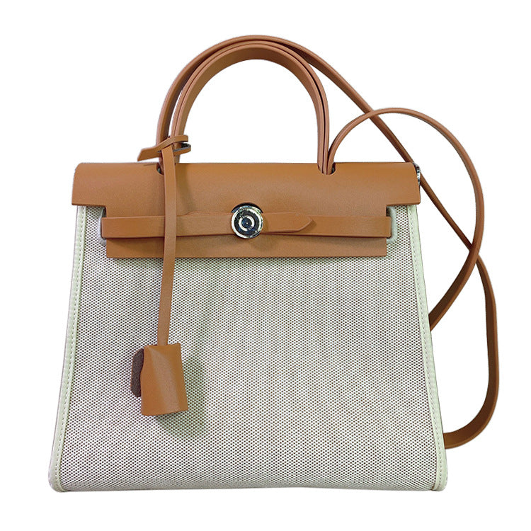 Women's Stitched Cowhide Kelly Color Matching Large Handbags