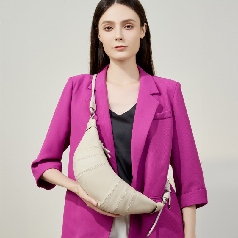 First Layer Cowhide Leather Genuine Croissant Crossbody Bags