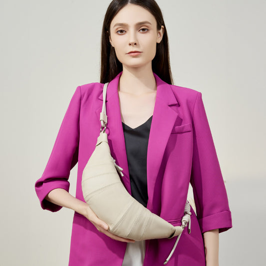 First Layer Cowhide Leather Genuine Croissant Crossbody Bags