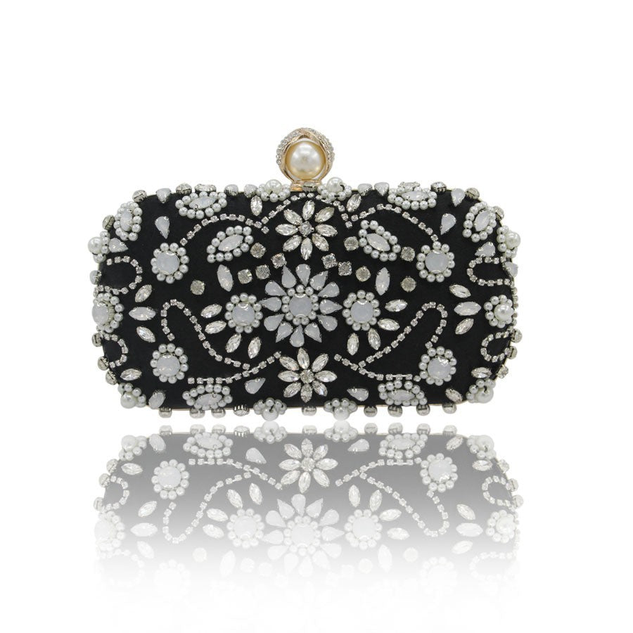 Women's Retro Diamonds Handmade Beaded Banquet Clutch Dress Bags