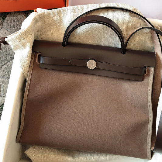Trendy Head Layer Cowhide Canvas Kelly Shoulder Bags