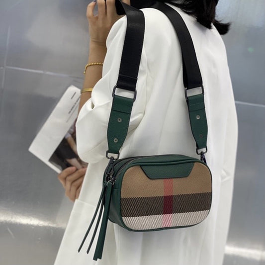 Trendy Fashion Cowhide Diagonal Versatile Canvas Crossbody Bags