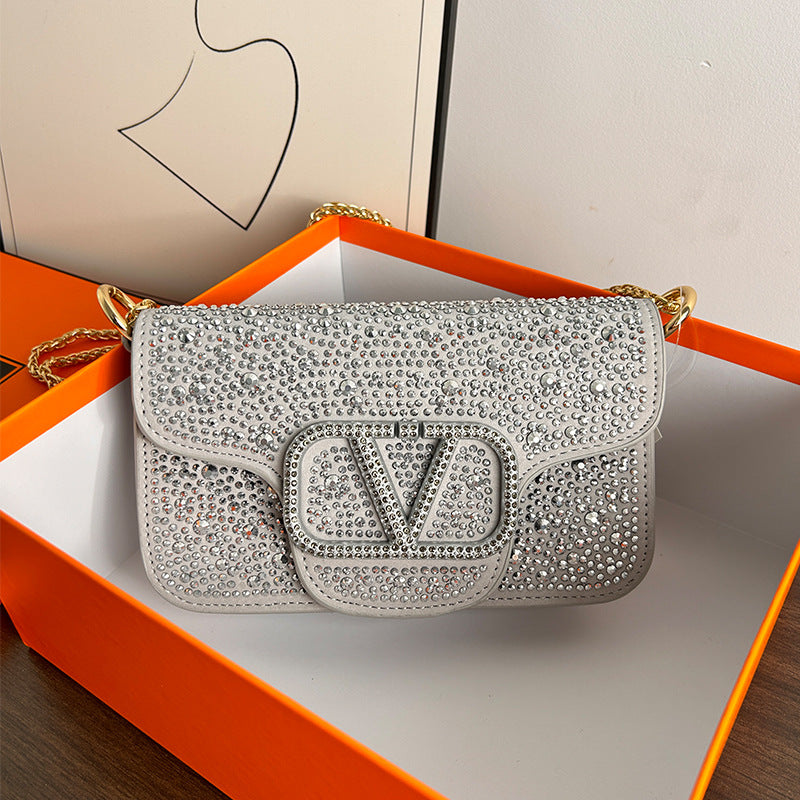 Bright Crystal Sliding Chain Fashion Flip Crossbody Bags