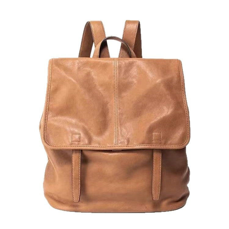Women's & Men's Series Vertical Vegetable Tanned Sheepskin Commuter Backpacks