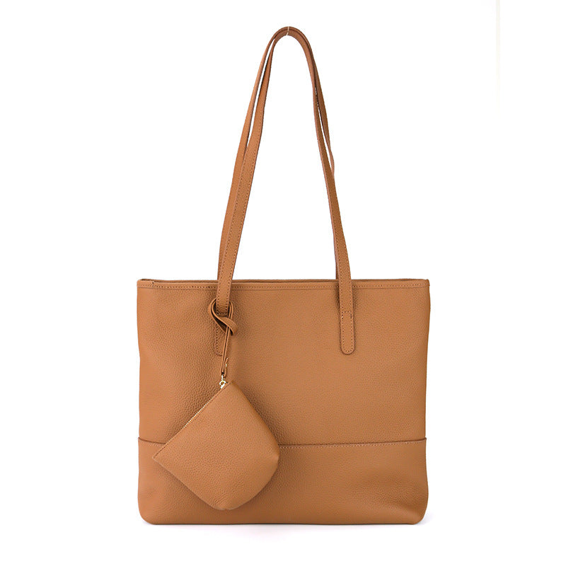 Women's Korean Leather Large Capacity Simple First Shoulder Bags