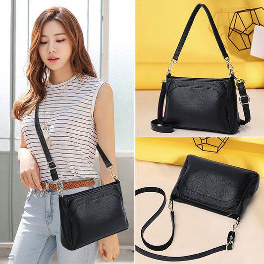 Women's Litchi Pattern First Layer Cowhide Leather Handbags