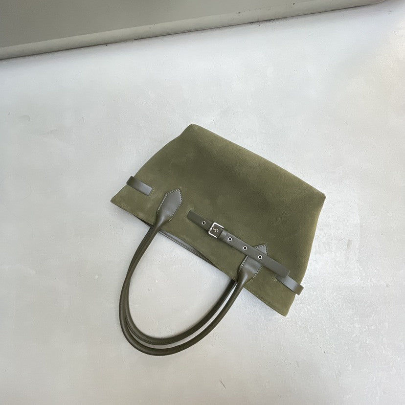 Women's Contrast Color Retro Cowhide Large Capacity Commuter Shoulder Bags