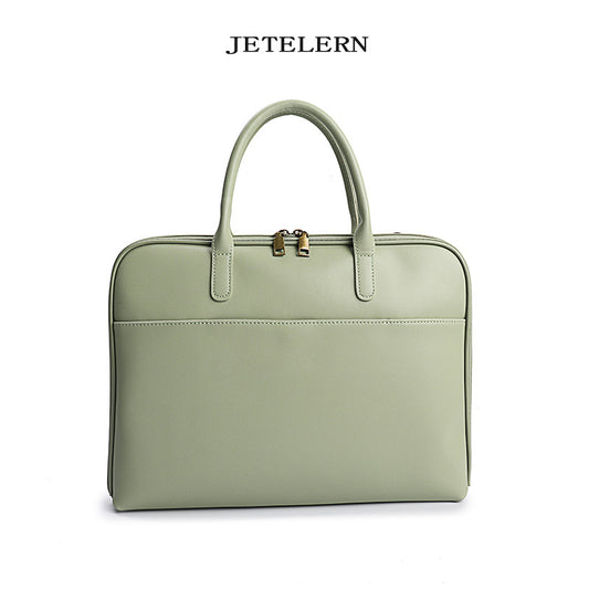 Women's Cattlehide Leather Computer Professional Commute Simple Handbags