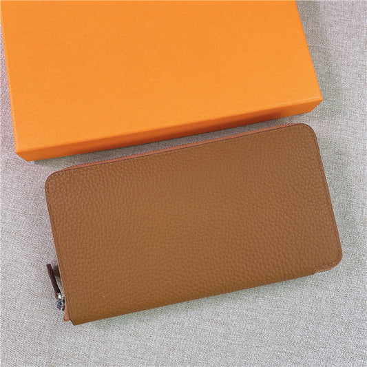 First Layer Cowhide Unisex Long Zipper Ladies Wallets