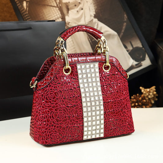 Women's Crocodile Pattern Elegant Mother Patent Leather Handbags