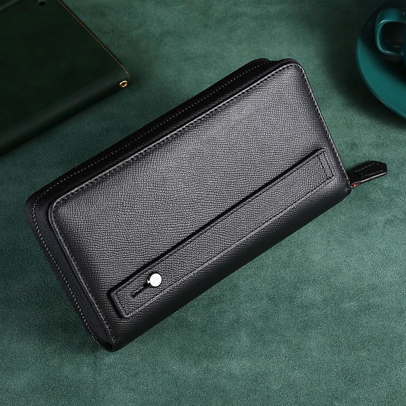 Men's Genuine Leather Zip Clutch Business Cowhide Men's Handbags