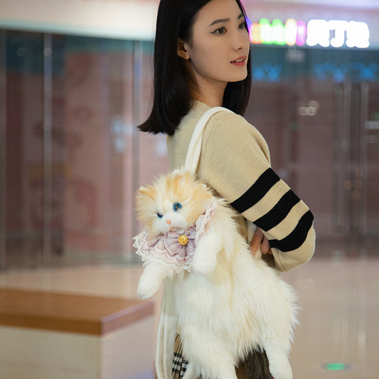 Women's Fun Simulation Doll Three Flower Cat Backpacks