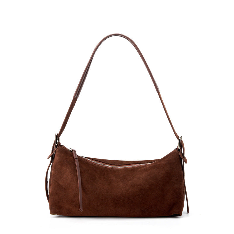 Strap Genuine Leather Cowhide Frosted Suede Shoulder Bags