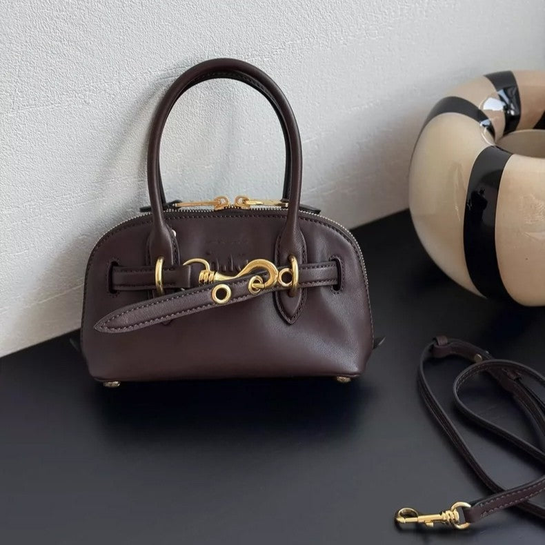 Vintage Genuine Leather Commuter Bowling Versatile Handbags