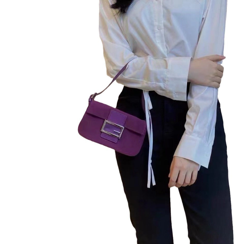 Women's Pink Baguette Mini Portable Retro Underarm Shoulder Bags