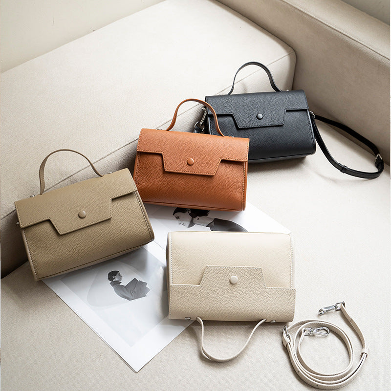 Women's First Layer Cowhide Versatile Minority Simple Handbags