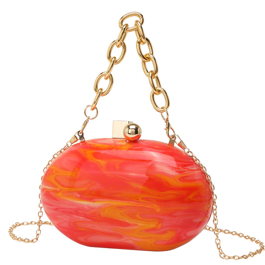 Beautiful Oval Acrylic Fashion Chain Hand Evening Bags
