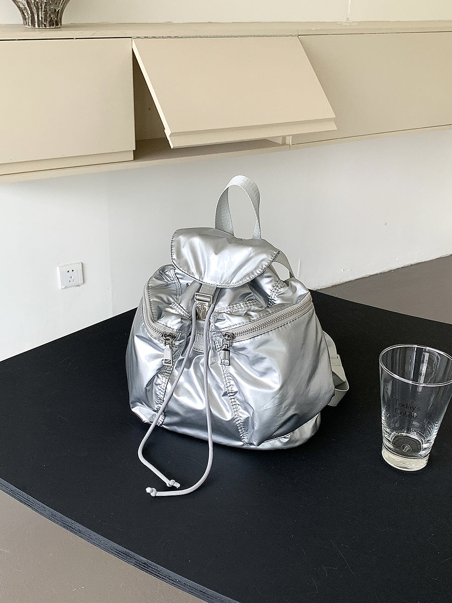 Korean Style Flip Drawstring Simple Female Backpacks