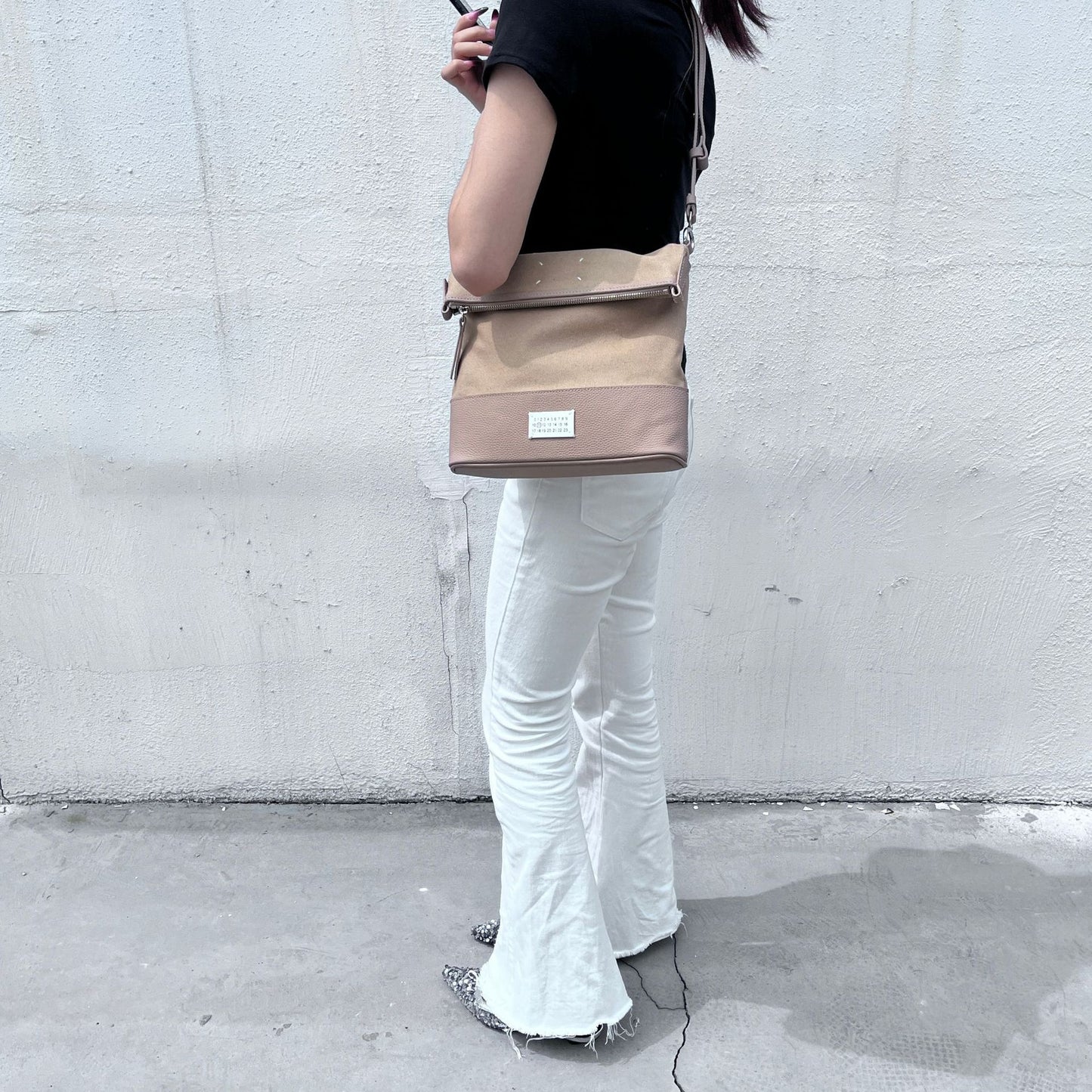 Women's Elegant Stylish Leather Canvas Underarm Crossbody Bags