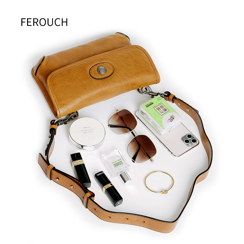 Women's Handmade Genuine Leather First Layer Cowhide Crossbody Bags