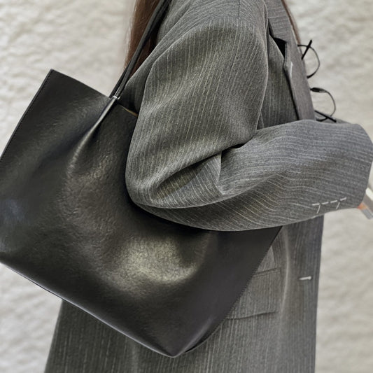 Simple Big Fashion Vegetable Tanned Soft Shoulder Bags