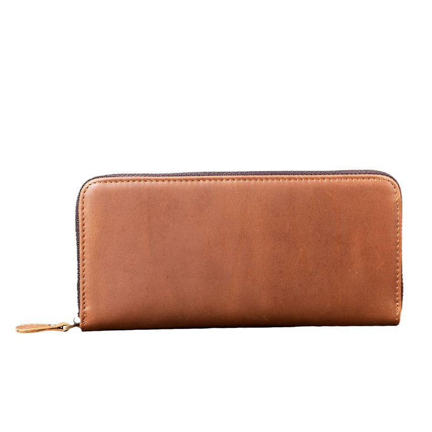 Women's & Men's & Horse Leather Long Two-fold Genuine Pure First Layer Men's Wallets