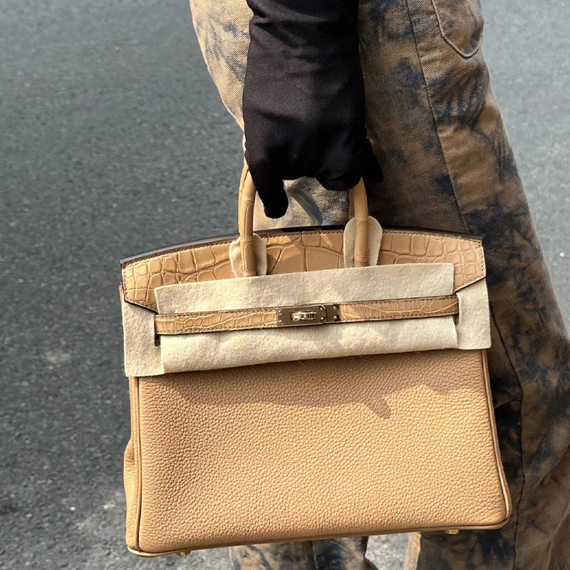 Women's Calfskin With Crocodile Top Layer Leather Handbags