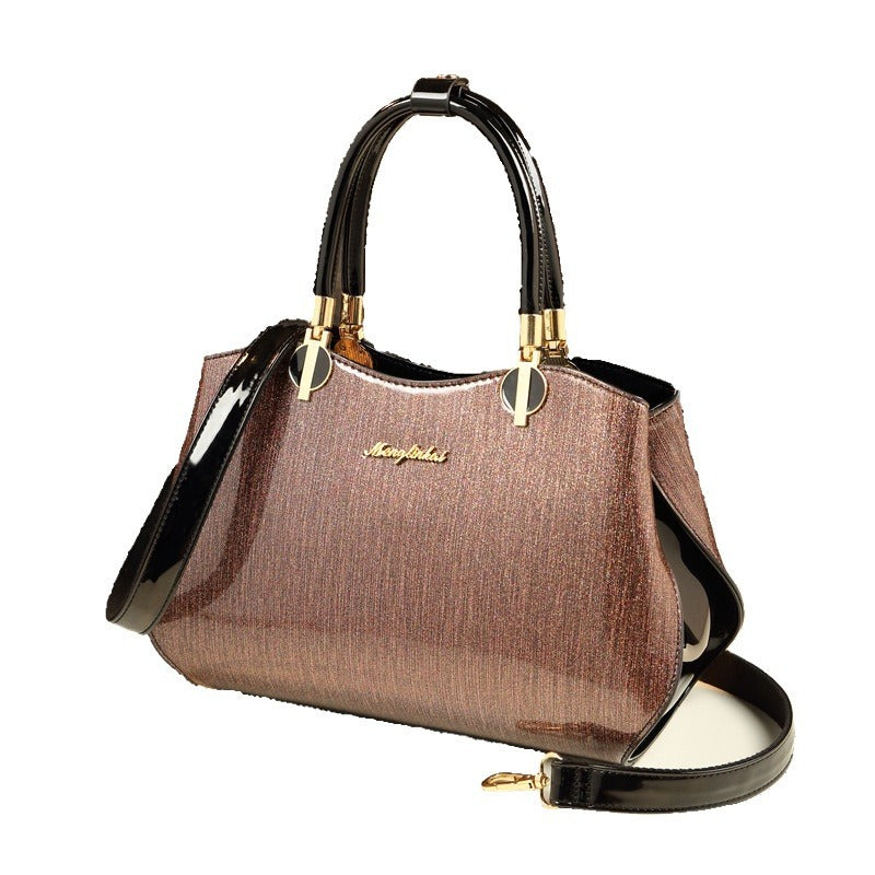 Women's Fashion Patent Leather Mother Elegant Genuine Handbags