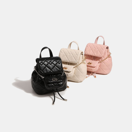 Women's Classic Style Rhombus Design High-grade Chain Backpacks