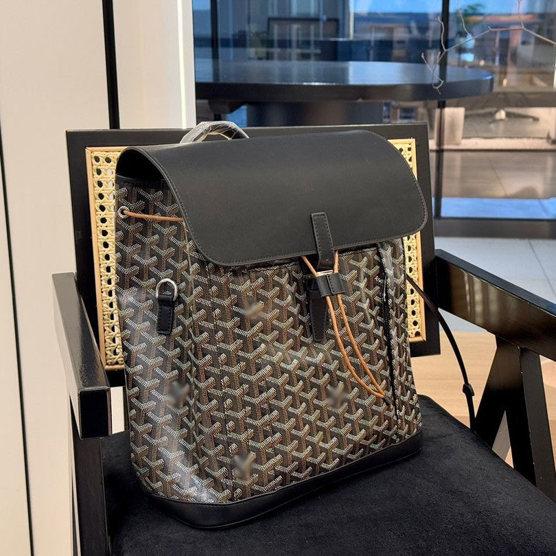 Men's Pattern Printed Cowhide Flip Dog Teeth Backpacks