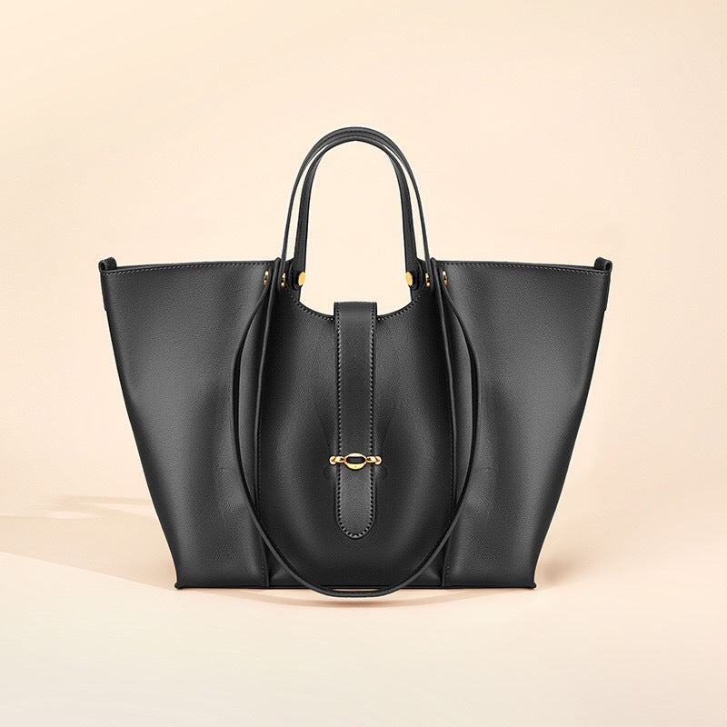 Women's Textured Large Capacity Shopping Cowhide Commuter Shoulder Bags