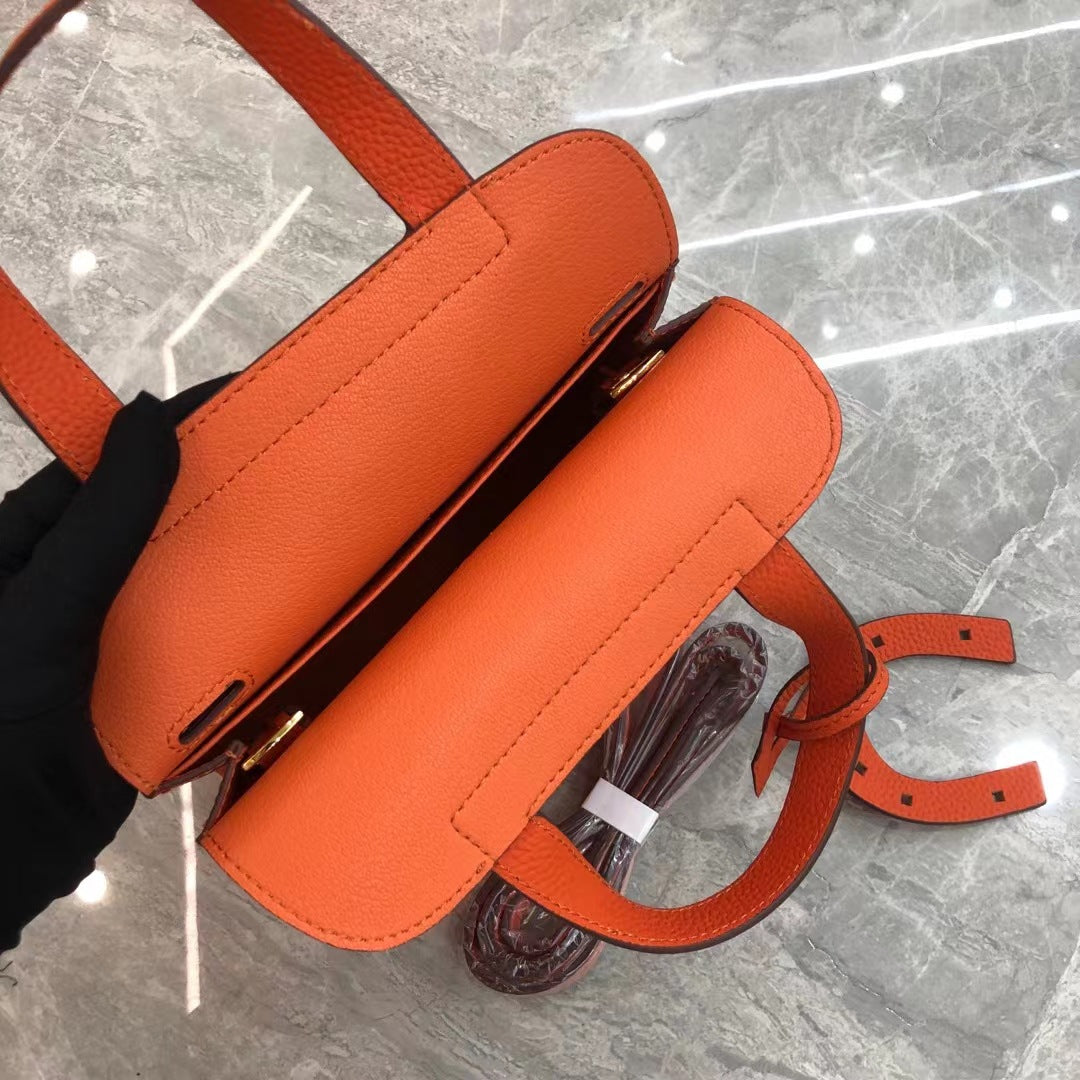 Women's Portable Lychee Pattern First Layer Cowhide Shoulder Bags