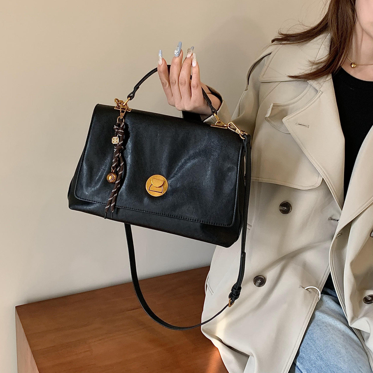 Handmade College Style Retro Art Large Shoulder Bags