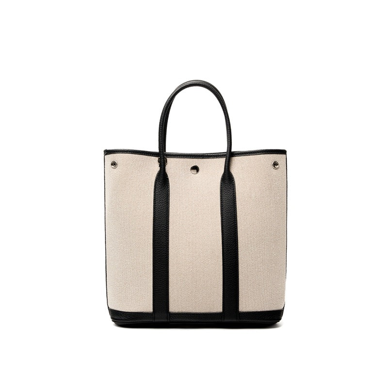 Women's Canvas Stitching Leather High-grade Large Capacity Handbags