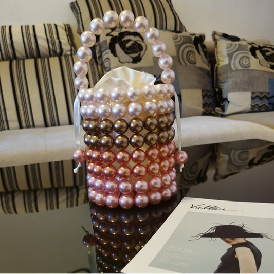 Colorful Candy Acrylic Beads Hand-woven Pearl Handbags