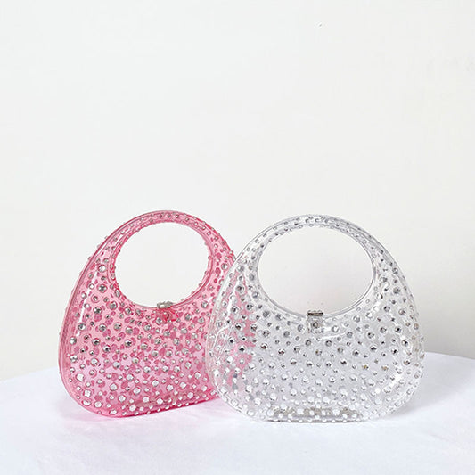 Women's Elegant Transparent Summer Acrylic Diamond Evening Bags