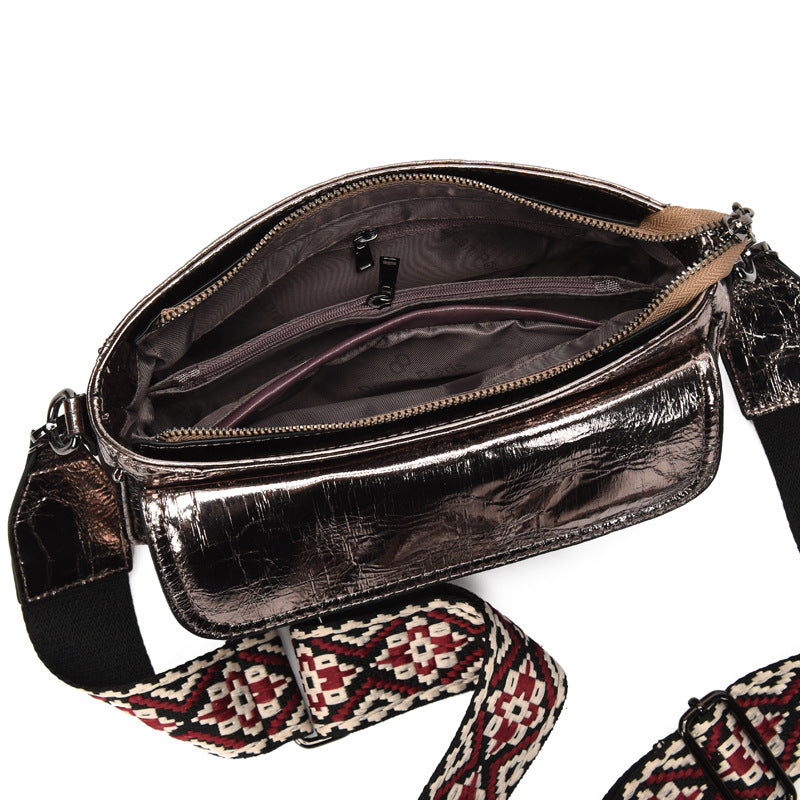 Women's Genuine Leather Burst Crack Cowhide Fashion Crossbody Bags