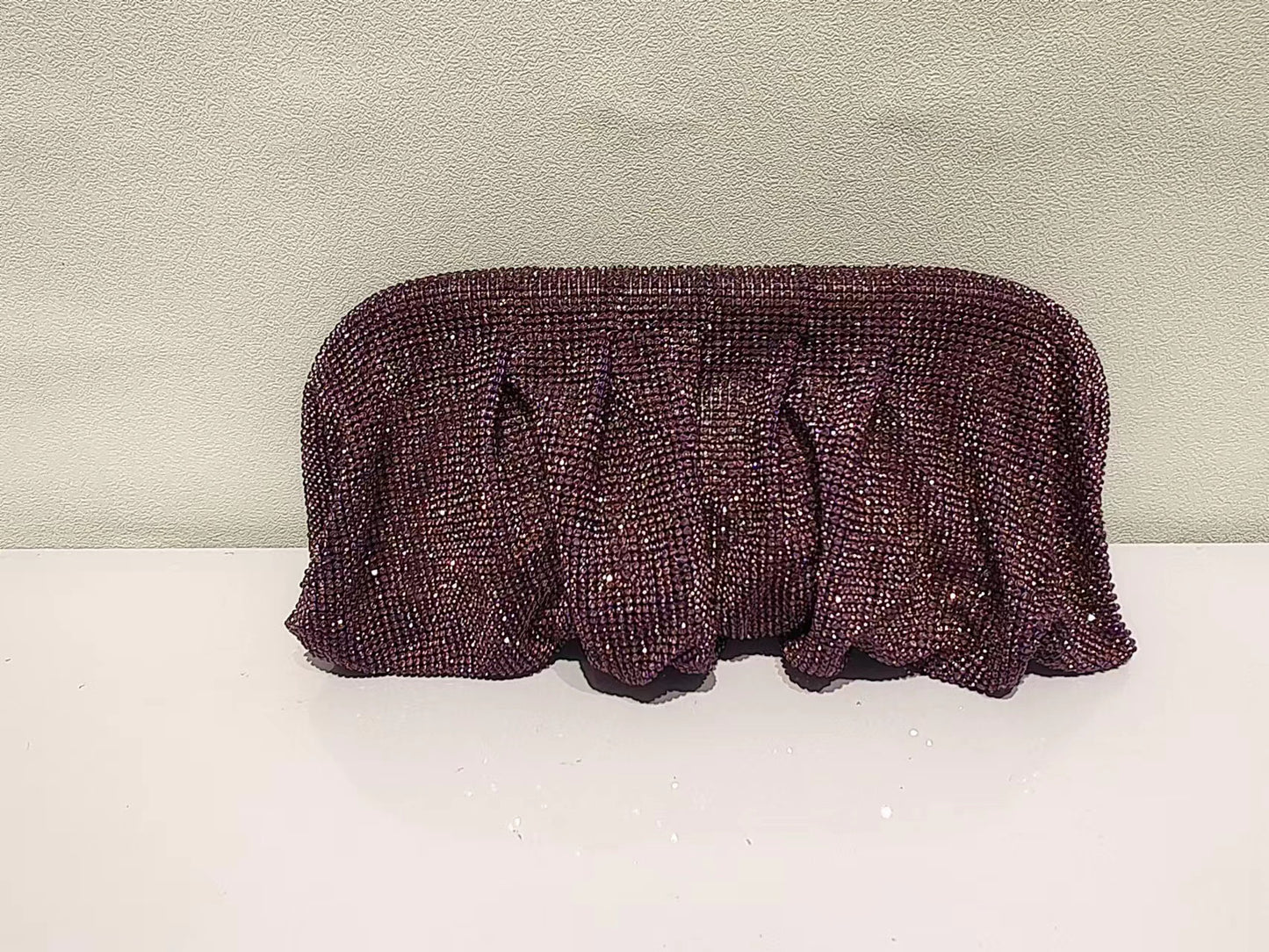 Women's Shiny Diamond Cloud Dumpling Dinner Rhinestone Pleated Evening Bags