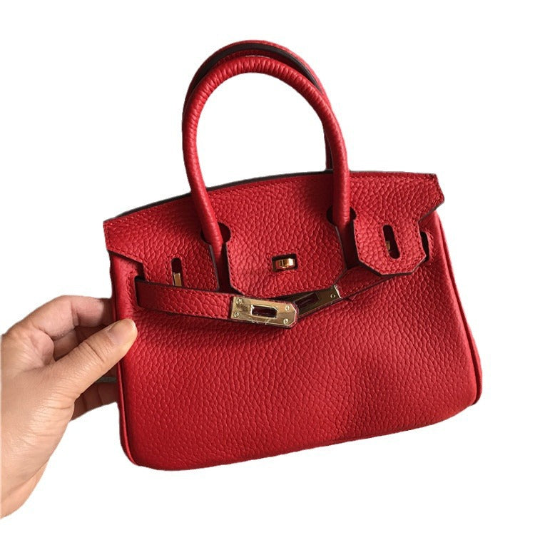 Women's Leather Lychee Pattern First Layer Cowhide Crossbody Bags