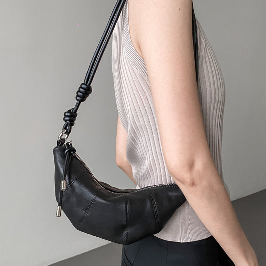 Women's Niche Croissant Fashion Genuine Leather Underarm Bags