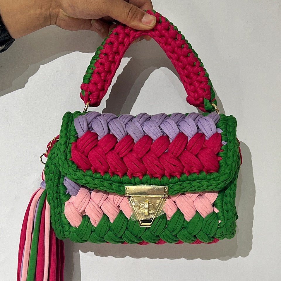 Women's Creative Hand-woven Hook Knitted Tassel Crossbody Bags